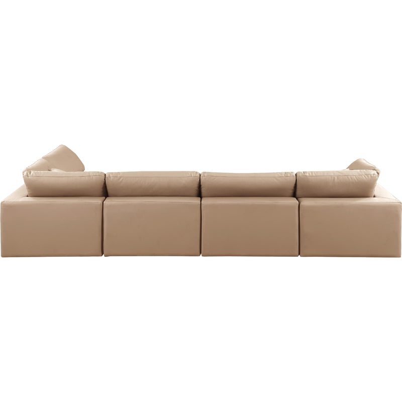 Meridian Comfy Tan Vegan Leather Modular Sectional IMAGE 5