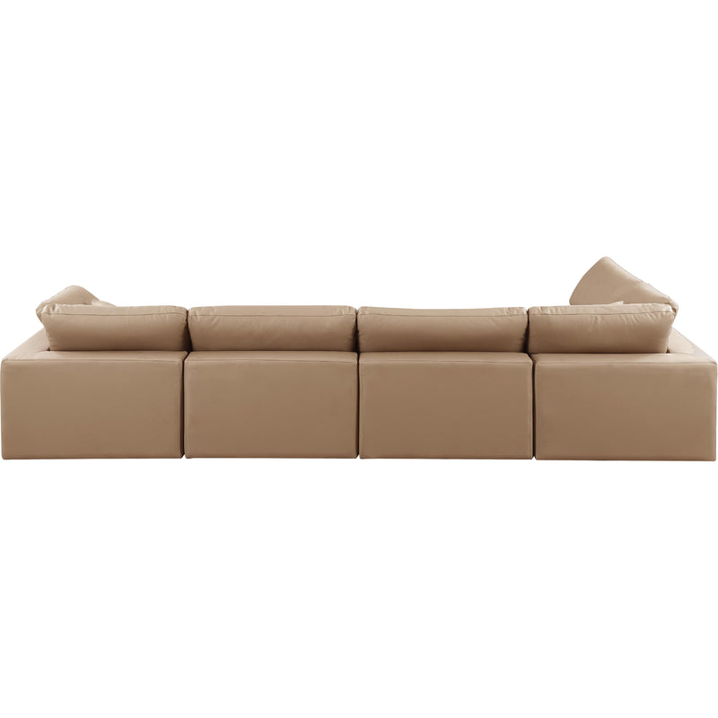 Meridian Comfy Tan Vegan Leather Modular Sectional IMAGE 6