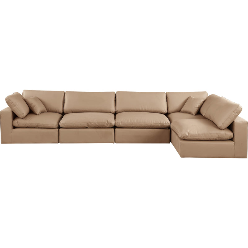Meridian Comfy Tan Vegan Leather Modular Sectional IMAGE 8