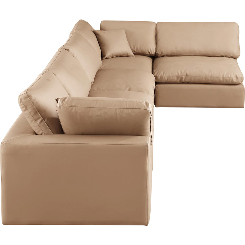 Meridian Comfy Tan Vegan Leather Modular Sectional IMAGE 9