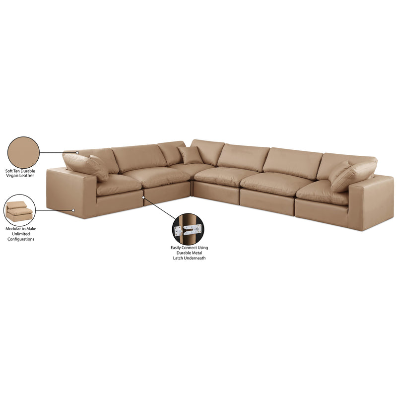 Meridian Comfy Tan Vegan Leather Modular Sectional IMAGE 11