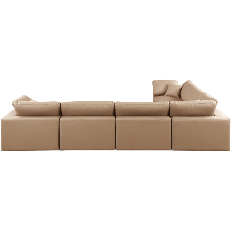 Meridian Comfy Tan Vegan Leather Modular Sectional IMAGE 3