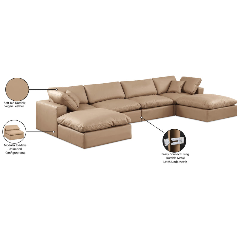 Meridian Comfy Tan Vegan Leather Modular Sectional IMAGE 11