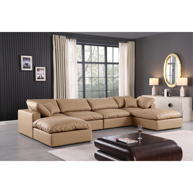 Meridian Comfy Tan Vegan Leather Modular Sectional IMAGE 2