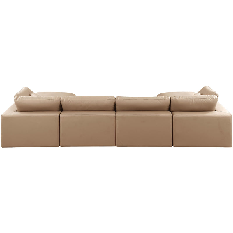 Meridian Comfy Tan Vegan Leather Modular Sectional IMAGE 3