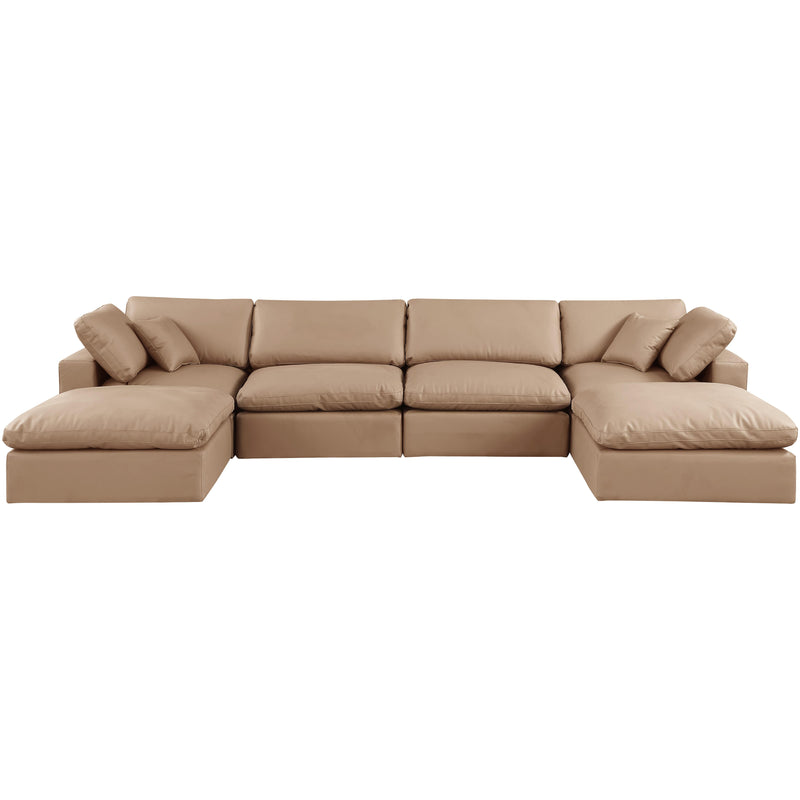 Meridian Comfy Tan Vegan Leather Modular Sectional IMAGE 4