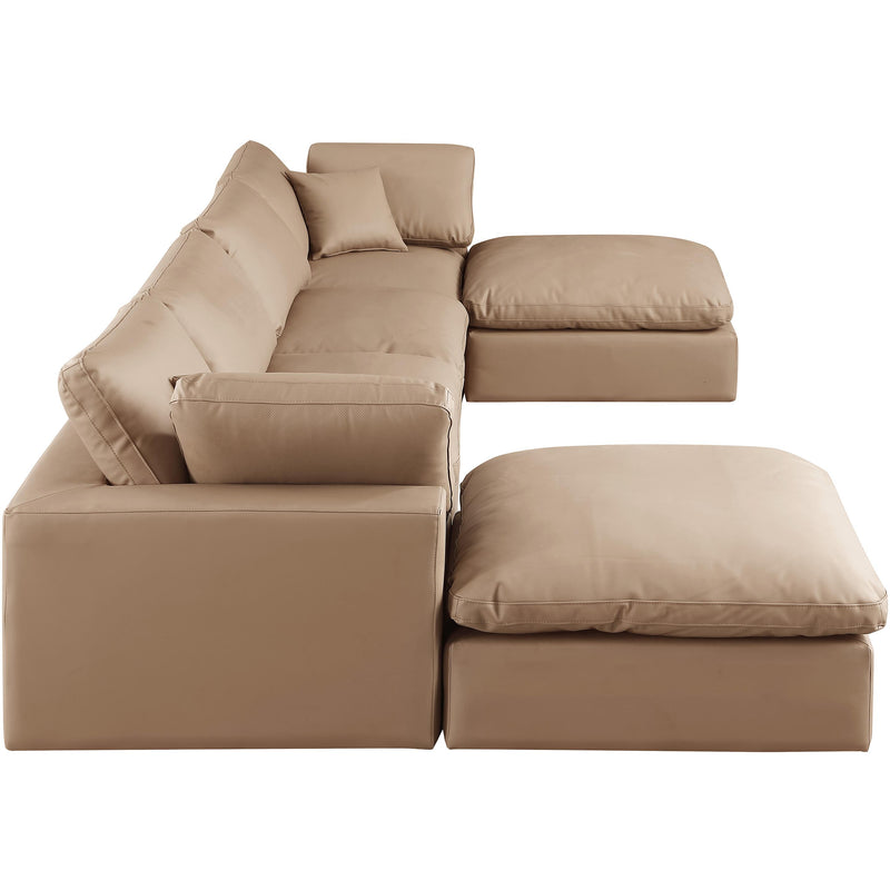 Meridian Comfy Tan Vegan Leather Modular Sectional IMAGE 5
