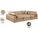 Meridian Comfy Tan Vegan Leather Modular Sectional IMAGE 11