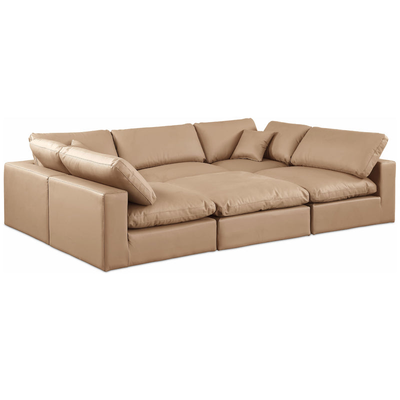 Meridian Comfy Tan Vegan Leather Modular Sectional IMAGE 1