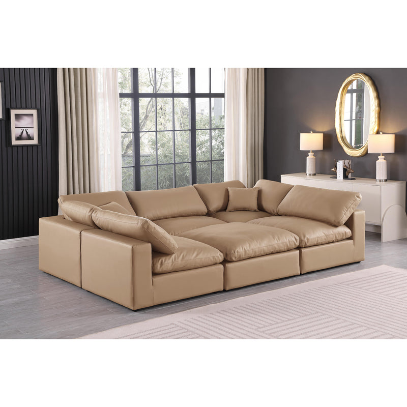 Meridian Comfy Tan Vegan Leather Modular Sectional IMAGE 2