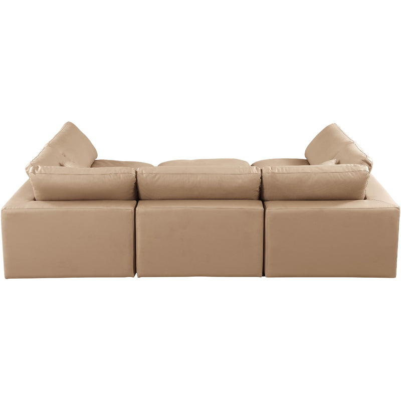 Meridian Comfy Tan Vegan Leather Modular Sectional IMAGE 3