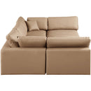 Meridian Comfy Tan Vegan Leather Modular Sectional IMAGE 5