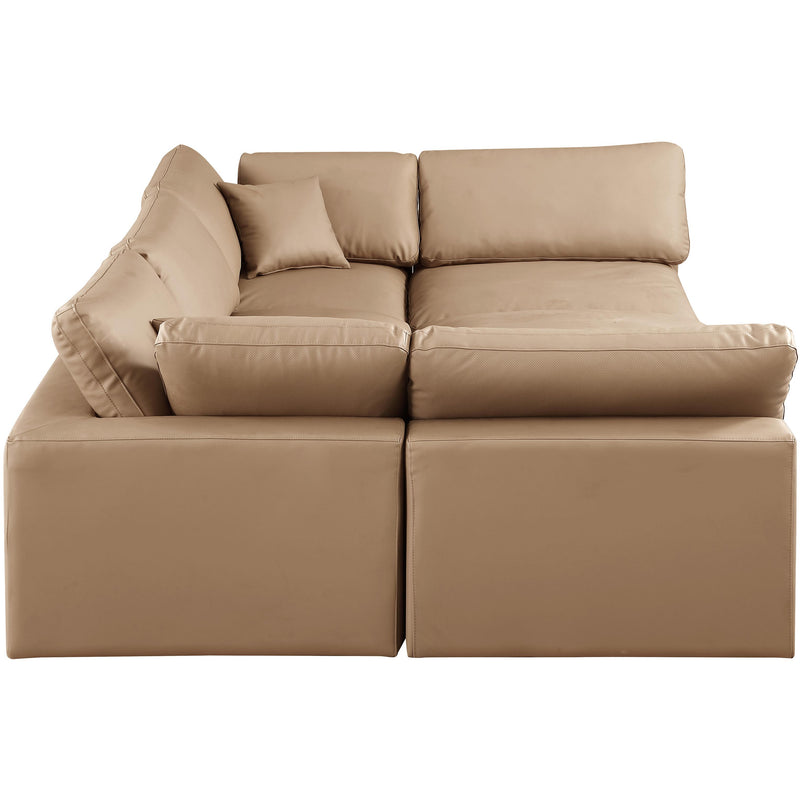 Meridian Comfy Tan Vegan Leather Modular Sectional IMAGE 5