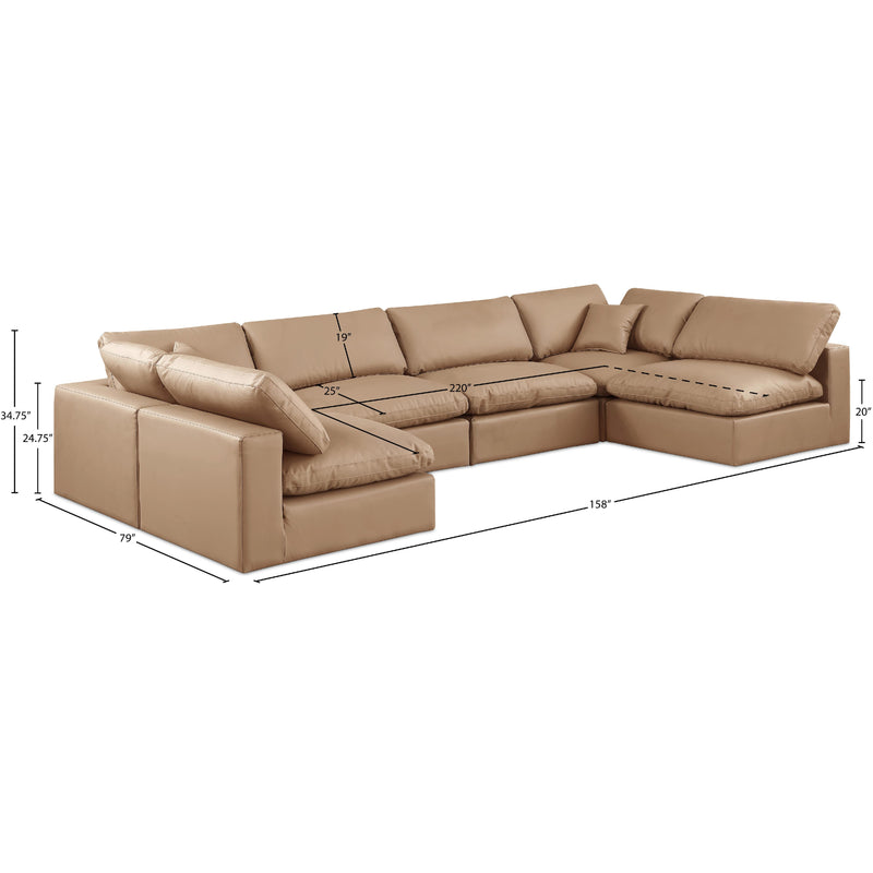 Meridian Comfy Tan Vegan Leather Modular Sectional IMAGE 10