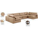 Meridian Comfy Tan Vegan Leather Modular Sectional IMAGE 11
