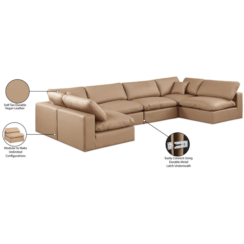 Meridian Comfy Tan Vegan Leather Modular Sectional IMAGE 11