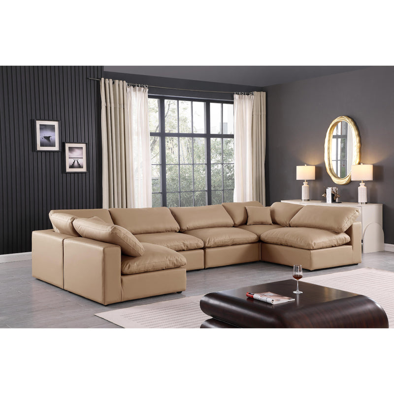 Meridian Comfy Tan Vegan Leather Modular Sectional IMAGE 2
