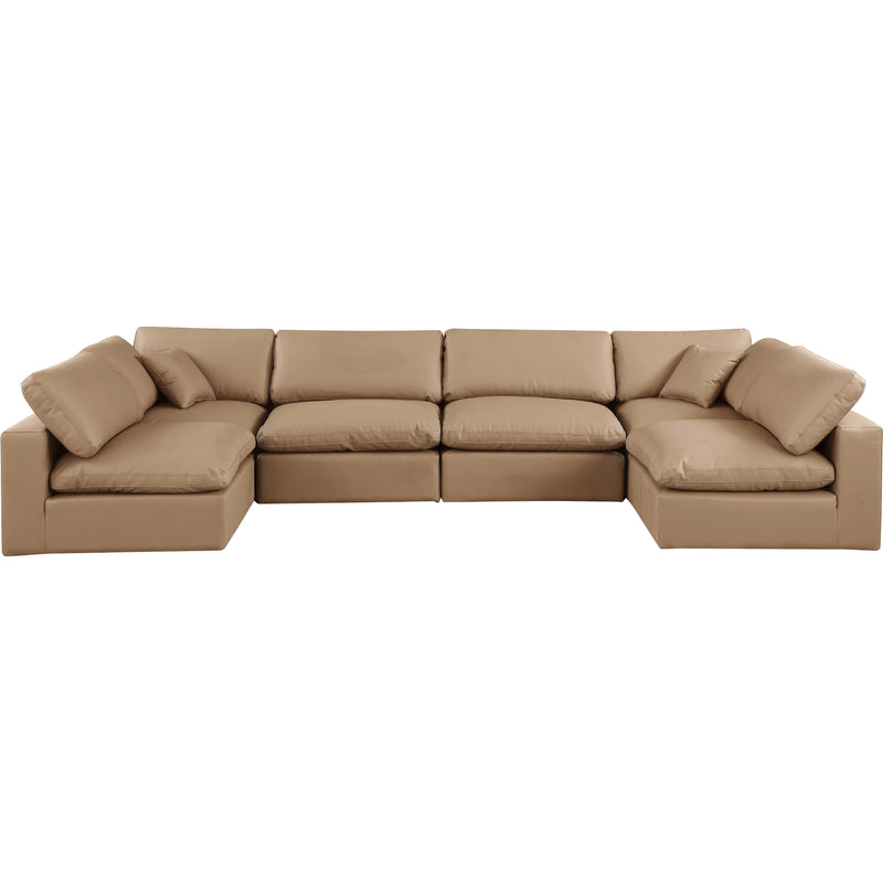 Meridian Comfy Tan Vegan Leather Modular Sectional IMAGE 4