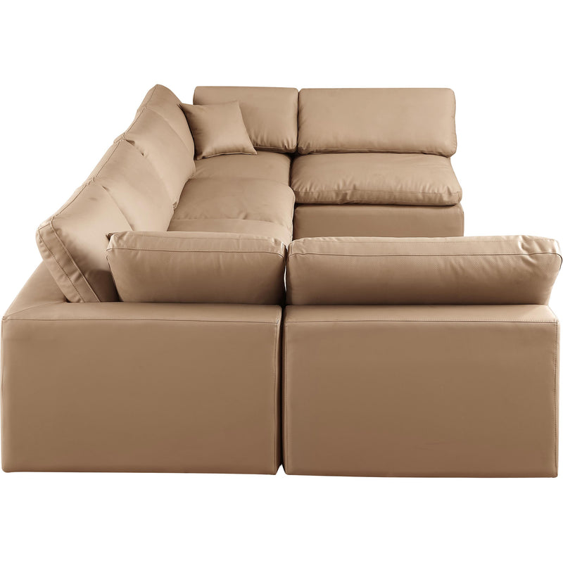 Meridian Comfy Tan Vegan Leather Modular Sectional IMAGE 5
