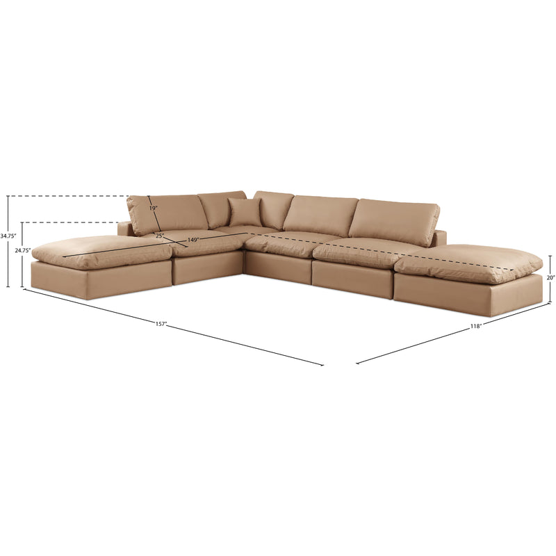 Meridian Comfy Tan Vegan Leather Modular Sectional IMAGE 10