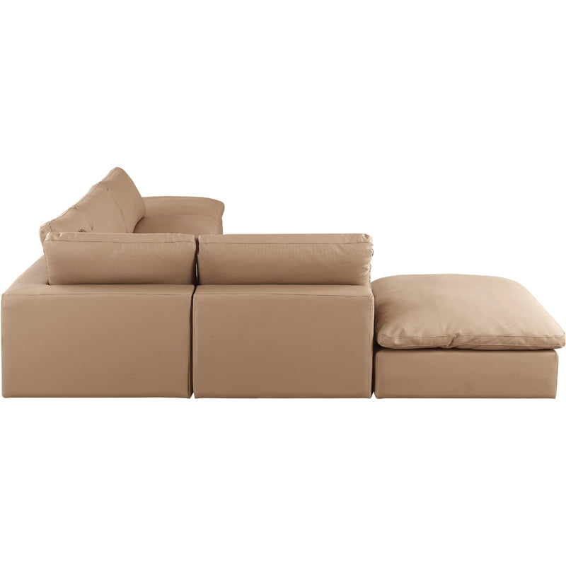 Meridian Comfy Tan Vegan Leather Modular Sectional IMAGE 5