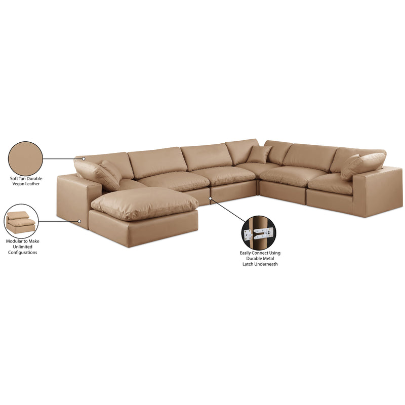 Meridian Comfy Tan Vegan Leather Modular Sectional IMAGE 11