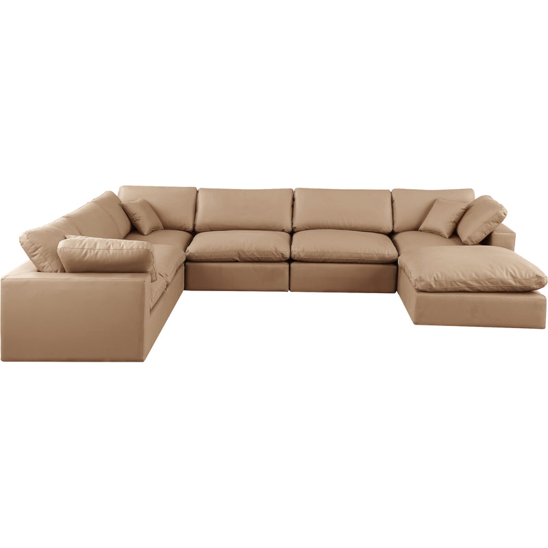 Meridian Comfy Tan Vegan Leather Modular Sectional IMAGE 4