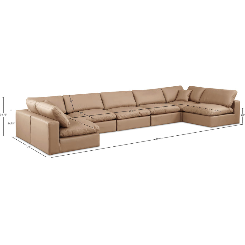Meridian Comfy Tan Vegan Leather Modular Sectional IMAGE 10