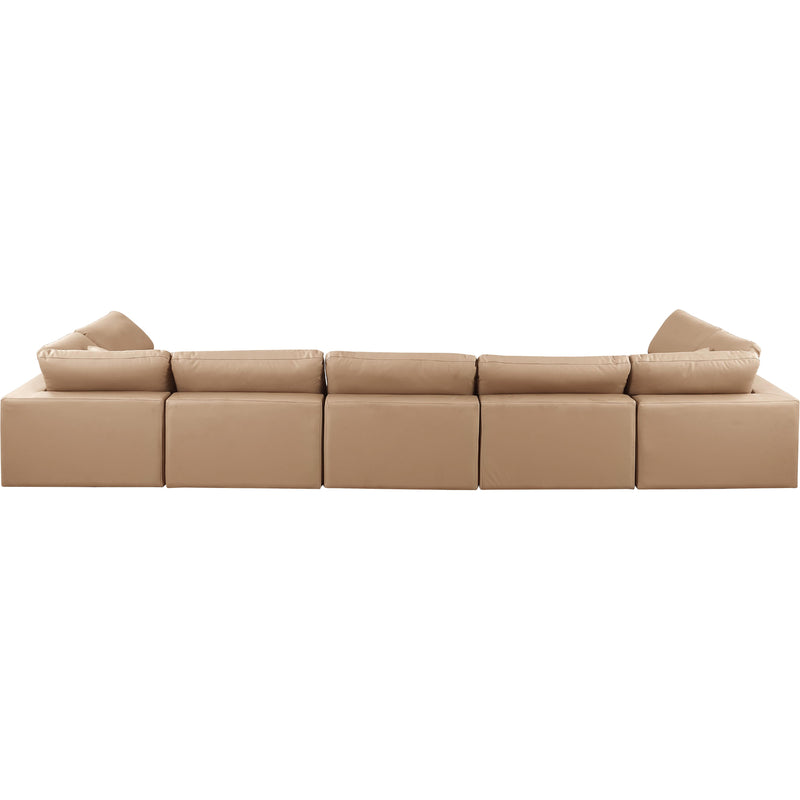 Meridian Comfy Tan Vegan Leather Modular Sectional IMAGE 3