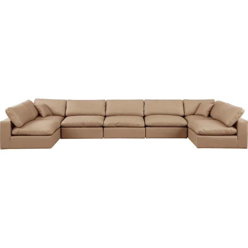 Meridian Comfy Tan Vegan Leather Modular Sectional IMAGE 4