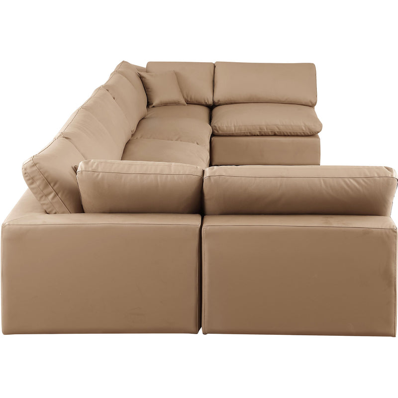 Meridian Comfy Tan Vegan Leather Modular Sectional IMAGE 5