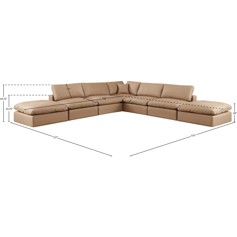 Meridian Comfy Tan Vegan Leather Modular Sectional IMAGE 10