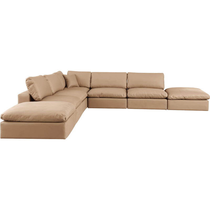 Meridian Comfy Tan Vegan Leather Modular Sectional IMAGE 4