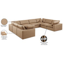 Meridian Comfy Tan Vegan Leather Modular Sectional IMAGE 11
