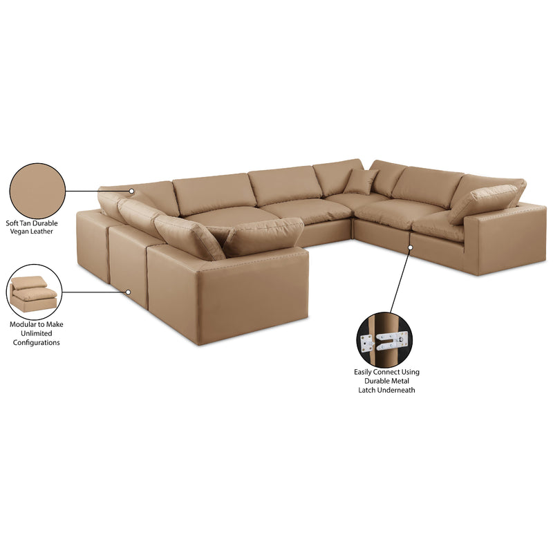 Meridian Comfy Tan Vegan Leather Modular Sectional IMAGE 11