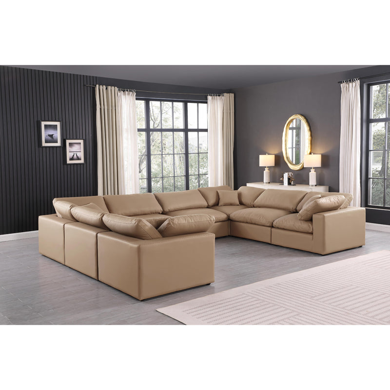 Meridian Comfy Tan Vegan Leather Modular Sectional IMAGE 2