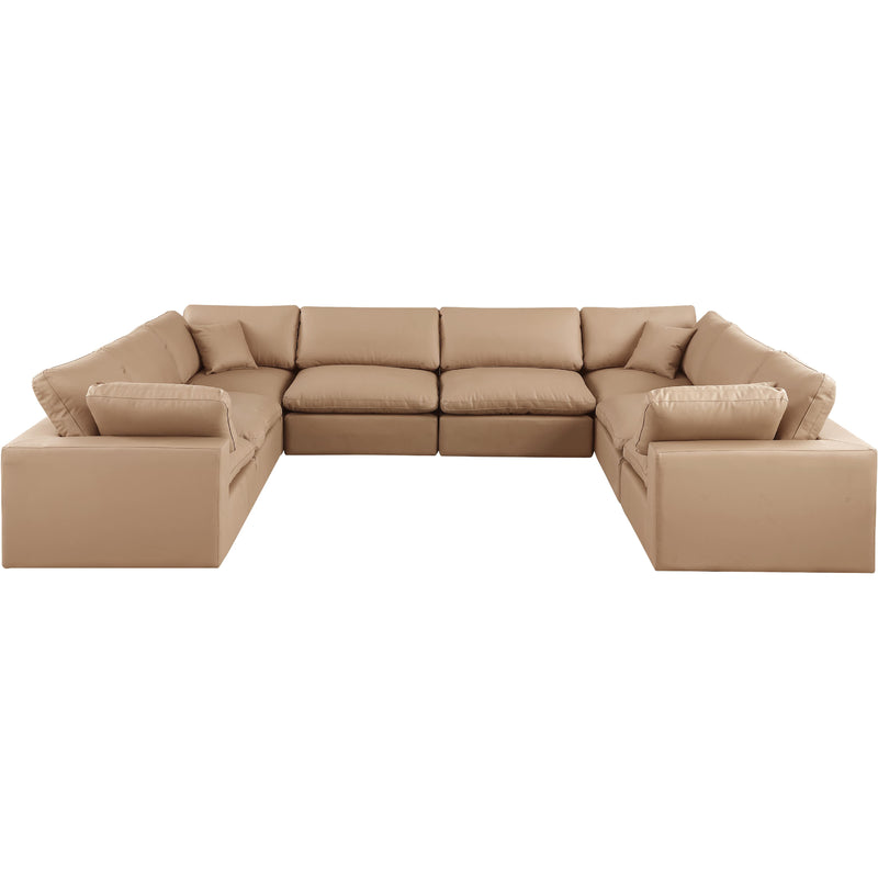 Meridian Comfy Tan Vegan Leather Modular Sectional IMAGE 4