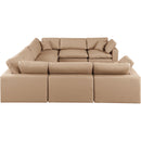 Meridian Comfy Tan Vegan Leather Modular Sectional IMAGE 5