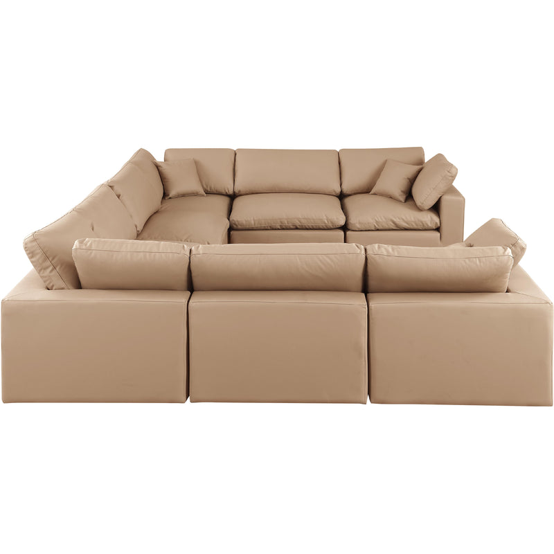 Meridian Comfy Tan Vegan Leather Modular Sectional IMAGE 5