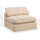 Meridian Comfy Beige Velvet Modular Armless Chair IMAGE 10
