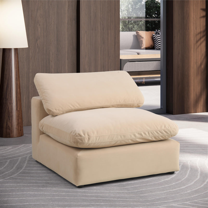 Meridian Comfy Beige Velvet Modular Armless Chair IMAGE 2