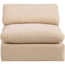 Meridian Comfy Beige Velvet Modular Armless Chair IMAGE 4