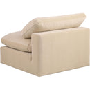 Meridian Comfy Beige Velvet Modular Armless Chair IMAGE 5