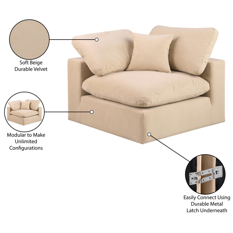 Meridian Comfy Beige Velvet Modular Corner Chair IMAGE 13