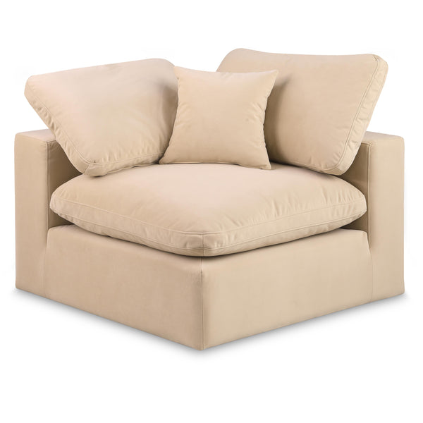 Meridian Comfy Beige Velvet Modular Corner Chair IMAGE 1