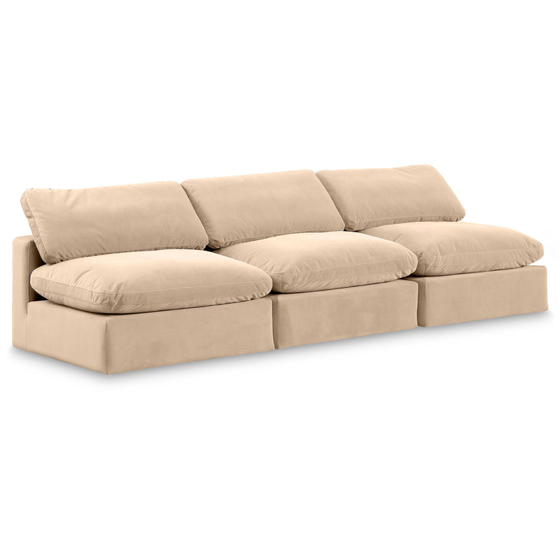 Meridian Comfy Beige Velvet Modular Sofa IMAGE 1