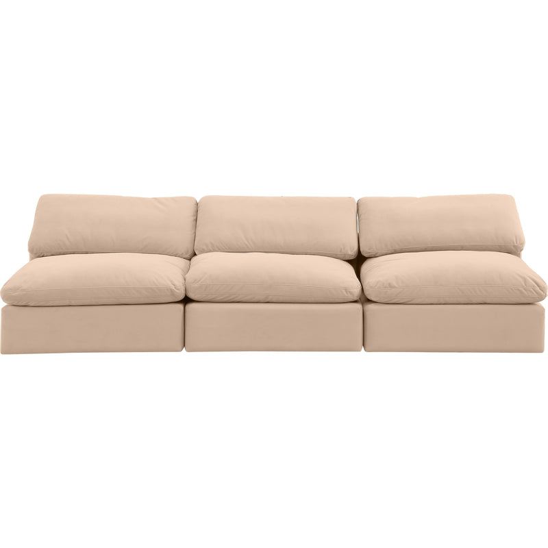 Meridian Comfy Beige Velvet Modular Sofa IMAGE 4