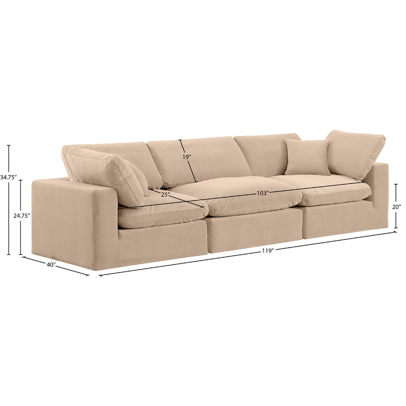 Meridian Comfy Beige Velvet Modular Sofa IMAGE 10