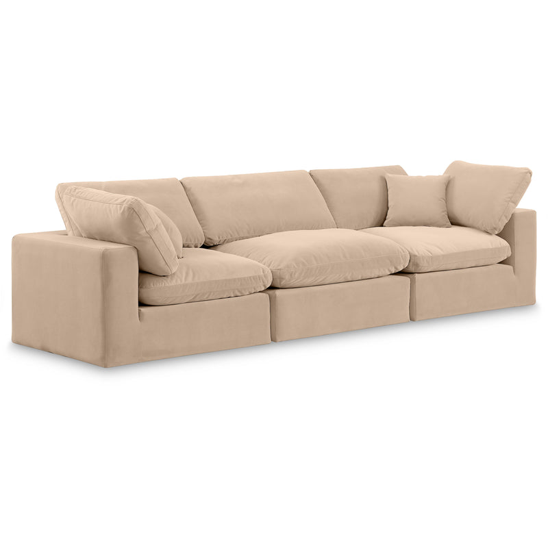 Meridian Comfy Beige Velvet Modular Sofa IMAGE 1