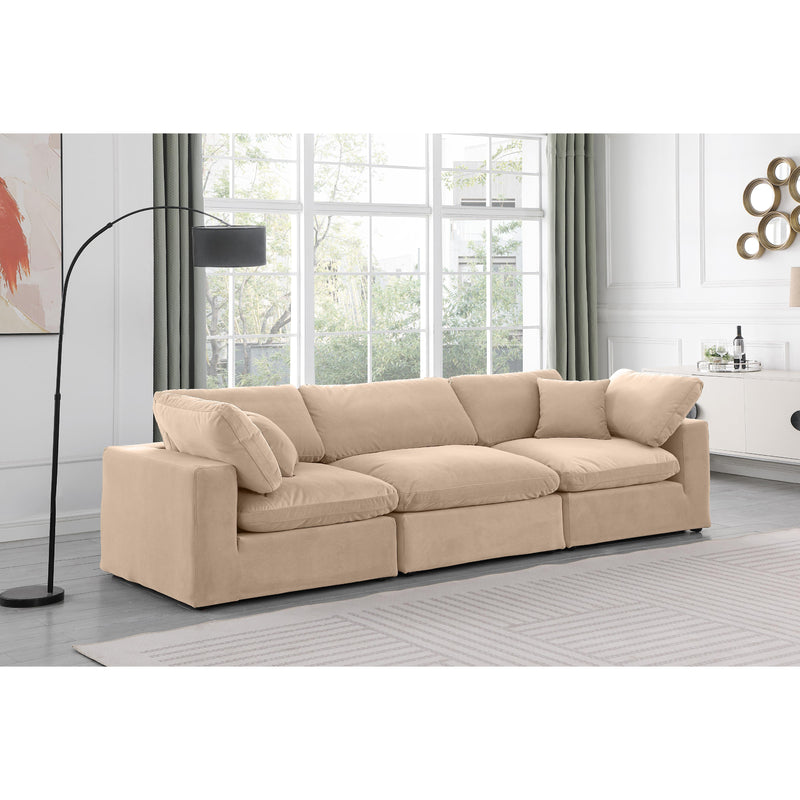 Meridian Comfy Beige Velvet Modular Sofa IMAGE 2